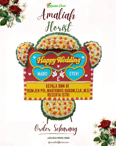 Karangan Papan Bunga Pernikahan di Tobulung